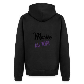 ZUKÜNFTIGE BRAUT. Junggesellinnenabschied. HOCHZEIT - Unisex Premium Bio Zip Hoodie - Schwarz - Hinten - Nico (187cm)