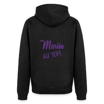 HOCHZEIT. ZUKÜNFTIGE BRAUT. Junggesellinnenabschied - Unisex Premium Bio Zip Hoodie - Schwarz - Hinten - Nico (187cm)