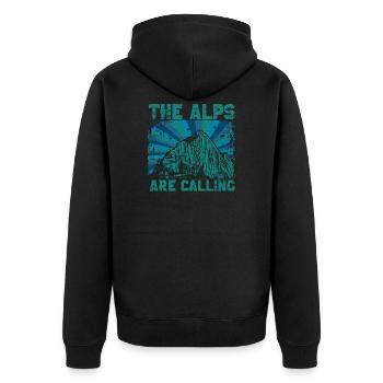 The Alps call - Unisex Premium Organic Zip Hoodie - black - Back - Nico (187cm)