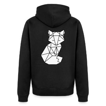 Origami Fuchs - Unisex Premium Bio Zip Hoodie - Schwarz - Hinten - Nico (187cm)