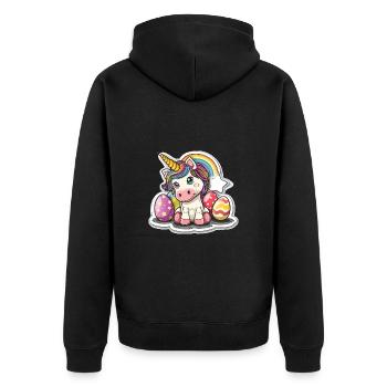 Einhorn Ostern für Kinder Regenbogen und Eier für - Unisex Premium Bio Zip Hoodie - Schwarz - Hinten - Nico (187cm)