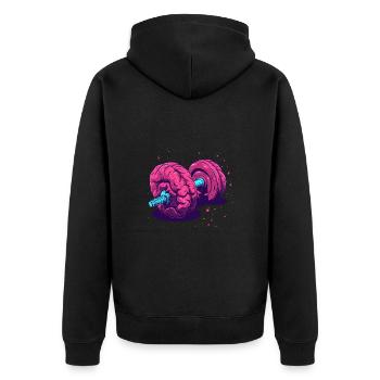 Kreatives Gehirn Gewichte Motivierende Fitness - Unisex Premium Bio Zip Hoodie - Schwarz - Hinten - Nico (187cm)