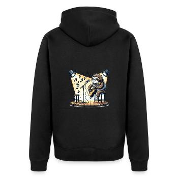 Faultier Musik Gitarre Singen für einen - Unisex Premium Bio Zip Hoodie - Schwarz - Hinten - Nico (187cm)