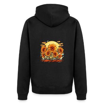 Sonnenblume Floral Blühen Sommer Natur für einen - Unisex Premium Bio Zip Hoodie - Schwarz - Hinten - Nico (187cm)