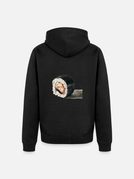Charcoal Drawing Of Sushi - Unisex Premium Organic Zip Hoodie - black
