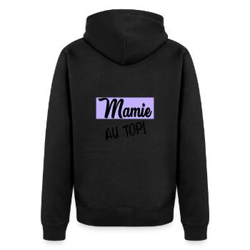 OMA. MUTTERTAG. ALLES GUTE ZUM OMA-TAG. ICH LIEBE DICH - Unisex Premium Bio Zip Hoodie - Schwarz - Hinten - Nico (187cm)
