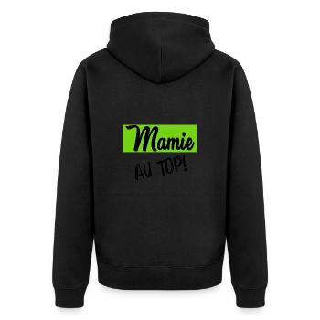 OMA. MUTTERTAG. ALLES GUTE ZUM OMA-TAG. ICH LIEBE DICH - Unisex Premium Bio Zip Hoodie - Schwarz - Hinten - Nico (187cm)
