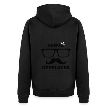 Senor / Développeur senior | Développeur Sombrero - Veste à capuche bio Premium Unisexe - noir - Dos - Nico (187cm)