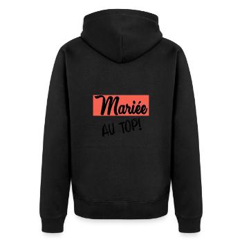 ZUKÜNFTIGE BRAUT. Junggesellinnenabschied. HOCHZEIT - Unisex Premium Bio Zip Hoodie - Schwarz - Hinten - Nico (187cm)
