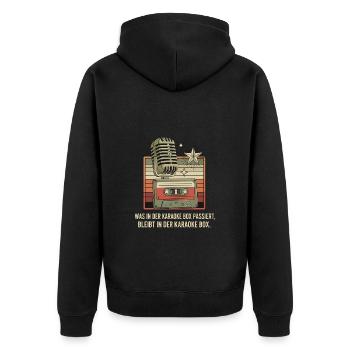 What happens in the Karaoke Box remains in the... - Unisex Premium Organic Zip Hoodie - black - Back - Nico (187cm)