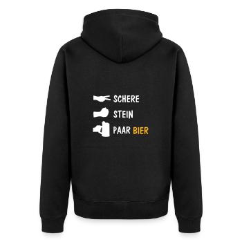Schere Stein Bier lustig Biergarten Bierzelt - Unisex Premium Bio Zip Hoodie - Schwarz - Hinten - Nico (187cm)