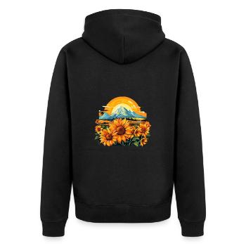 Sonnenblume Floral Blühen Sommer Natur für einen - Unisex Premium Bio Zip Hoodie - Schwarz - Hinten - Nico (187cm)