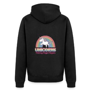 Kinder Einhorn Regenbogen Magisches Einhorn für - Unisex Premium Bio Zip Hoodie - Schwarz - Hinten - Nico (187cm)