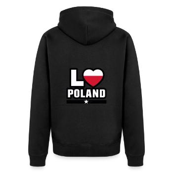 Polen Herz Flagge Stolz Patriotisch Polnisch - Unisex Premium Bio Zip Hoodie - Schwarz - Hinten - Nico (187cm)