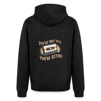 You're Not Old You're Retro Classic Cassette Tape - Unisex Premium Bio Zip Hoodie - Schwarz - Hinten - Nico (187cm)