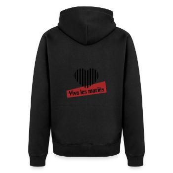 VALENTINSTAG. Junggesellinnenabschied. ICH LIEBE DICH. ICH LIEBE DICH. LIEBE - Unisex Premium Bio Zip Hoodie - Schwarz - Hinten - Nico (187cm)