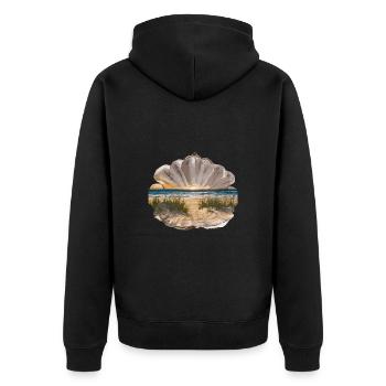 Muschel Strand Szene Serene Ozean Landschaft - Unisex Premium Bio Zip Hoodie - Schwarz - Hinten - Nico (187cm)