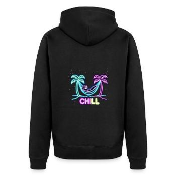 Faultier Hängematte Strand Chillen für einen - Unisex Premium Bio Zip Hoodie - Schwarz - Hinten - Nico (187cm)