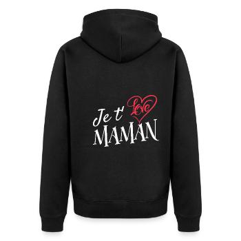 Je t'aime maman. Fête des mères - Veste à capuche bio Premium Unisexe - noir - Dos - Nico (187cm)