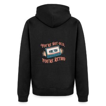 You're Not Old You're Retro Classic Cassette Tape - Unisex Premium Bio Zip Hoodie - Schwarz - Hinten - Nico (187cm)