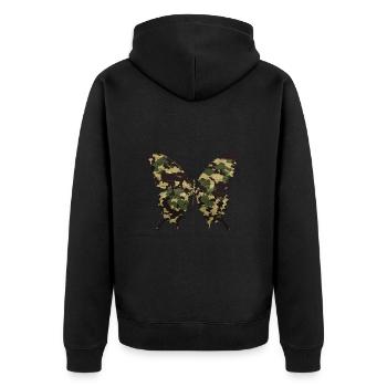 Natürliche Camouflage Schmetterling - Unisex Premium Bio Zip Hoodie - Schwarz - Hinten - Nico (187cm)