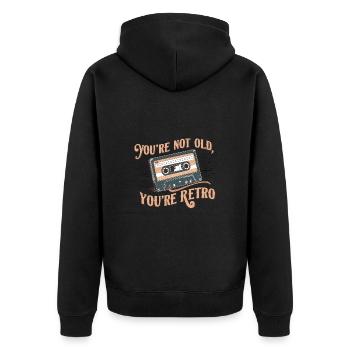 You're Not Old You're Retro Classic Cassette Tape - Unisex Premium Bio Zip Hoodie - Schwarz - Hinten - Nico (187cm)