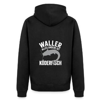 Wels Waller fischen Sportfischen Welsangeln - Unisex Premium Bio Zip Hoodie - Schwarz - Hinten - Nico (187cm)