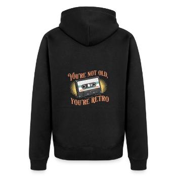You're Not Old You're Retro Classic Cassette Tape - Unisex Premium Bio Zip Hoodie - Schwarz - Hinten - Nico (187cm)