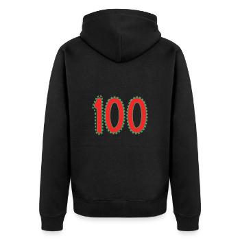 100. 100 JAHRE. 100-JÄHRIGES JUBILÄUM. GEBURTSTAG 100 - Unisex Premium Bio Zip Hoodie - Schwarz - Hinten - Nico (187cm)