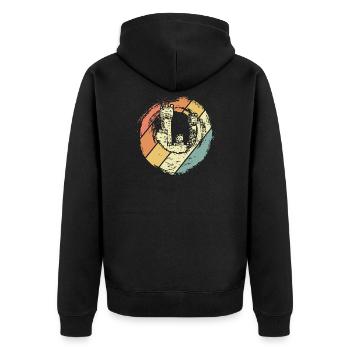 Burg Ritter - Unisex Premium Bio Zip Hoodie - Schwarz - Hinten - Nico (187cm)