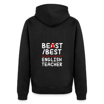 Englischlehrerin Englisch Lehrer - Unisex Premium Bio Zip Hoodie - Schwarz - Hinten - Nico (187cm)