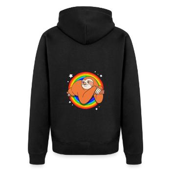 Faultier Faulheit Faulenzer Morgenmuffel LGBT - Unisex Premium Bio Zip Hoodie - Schwarz - Hinten - Nico (187cm)