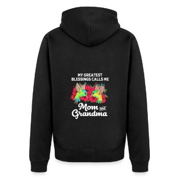 Hummingbird - Unisex Premium Organic Zip Hoodie - black - Back - Nico (187cm)