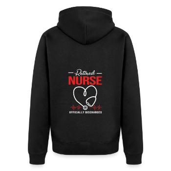 Krankenschwester Rente - Unisex Premium Bio Zip Hoodie - Schwarz - Hinten - Nico (187cm)