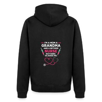 Krankenschwester Rente - Unisex Premium Bio Zip Hoodie - Schwarz - Hinten - Nico (187cm)