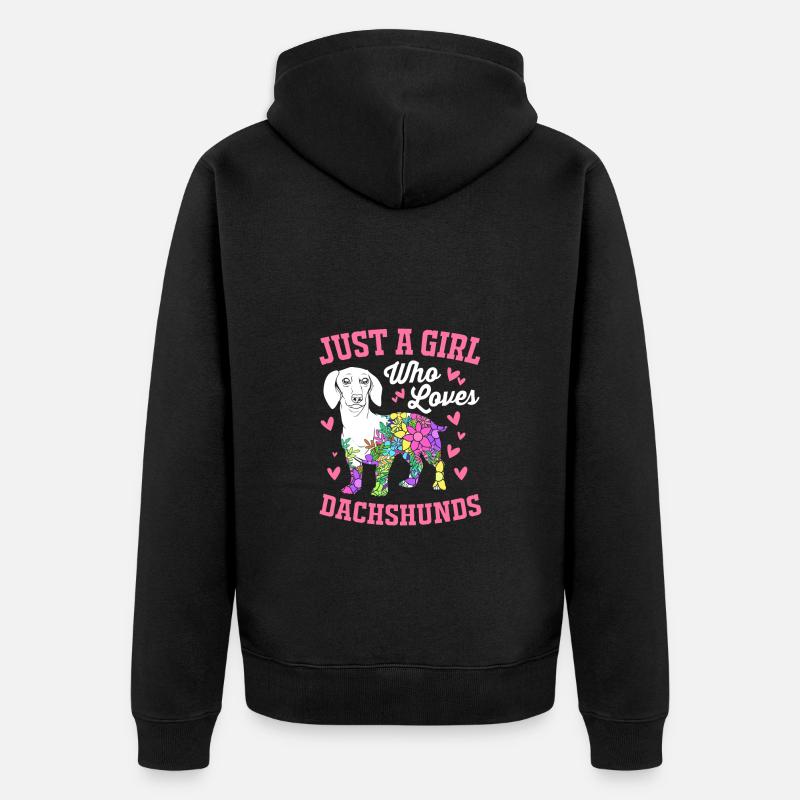 Dackel - Unisex Premium Bio Zip Hoodie - Schwarz