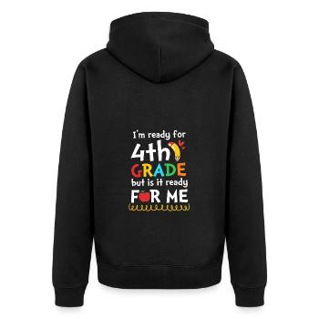 4th Grade - Unisex Premium Organic Zip Hoodie - black - Back - Nico (187cm)