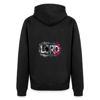 Lord für einen Christen - Unisex Premium Bio Zip Hoodie - Schwarz - Hinten - Nico (187cm)