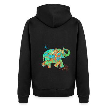 elephant e 4 - Unisex Premium Organic Zip Hoodie - black - Back - Nico (187cm)