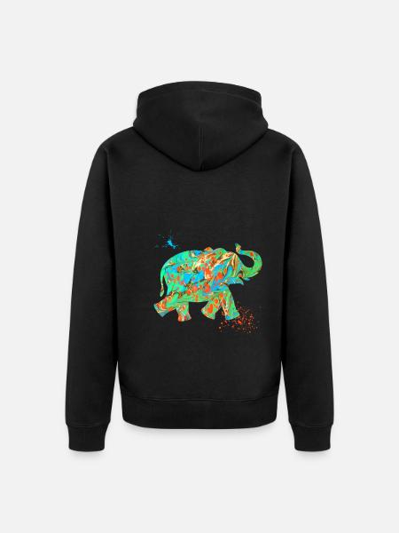 elephant e 4 - Unisex Premium Organic Zip Hoodie - black