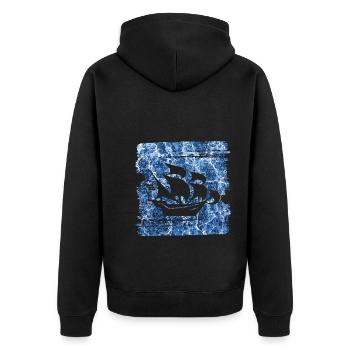 sailing ship e 206 - Unisex Premium Organic Zip Hoodie - black - Back - Nico (187cm)
