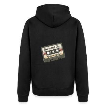 You're Not Old You're Retro Classic Cassette Tape - Unisex Premium Bio Zip Hoodie - Schwarz - Hinten - Nico (187cm)