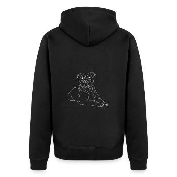 Old English Bulldog - Unisex Premium Bio Zip Hoodie - Schwarz - Hinten - Nico (187cm)