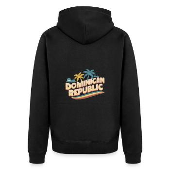 Sunny Dominikanische Republik Urlaub Strand - Unisex Premium Bio Zip Hoodie - Schwarz - Hinten - Nico (187cm)