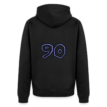 90 - Unisex Premium Bio Zip Hoodie - Schwarz - Hinten - Nico (187cm)