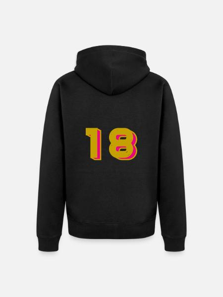 18 - Unisex Premium Bio Zip Hoodie - Schwarz
