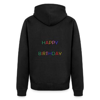 HAPPY BIRTHDAY. ANNIVERSARY. HAPPY BIRTHDAY - Unisex Premium Organic Zip Hoodie - black - Back - Nico (187cm)