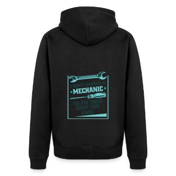 Mechanics Don't Fix For Free Construction Workers - Unisex Premium Organic Zip Hoodie - black - Back - Nico (187cm)