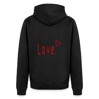 PAAR. ICH HABE GERADE GEHEIRATET. Junggesellinnenabschied. VALENTINSTAG. LIEBE. - Unisex Premium Bio Zip Hoodie - Schwarz - Hinten - Nico (187cm)