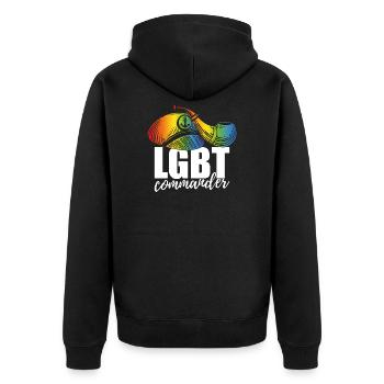 LGBT Anführer - Unisex Premium Bio Zip Hoodie - Schwarz - Hinten - Nico (187cm)